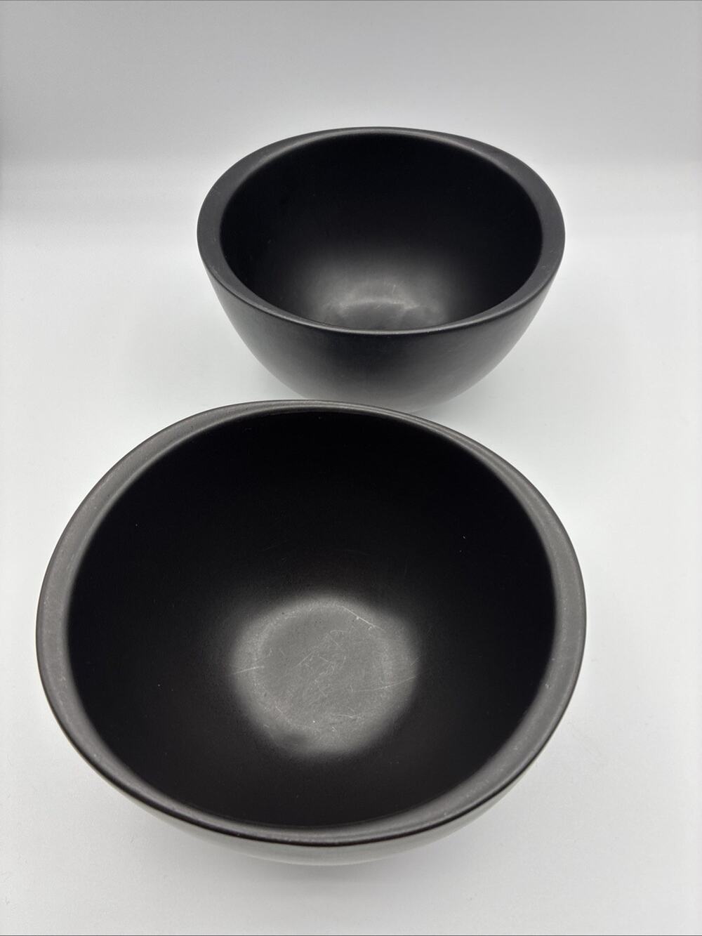 Pier 1 Modern Ebony Coupe Cereal Bowls Discontinued Made In Brazil Solid Black